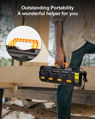 Vista 7 de Lenoya DCB104 Cargador de batería de repuesto para estación de carga de batería Dewalt 12V/20V Max DCB104 (Negro)