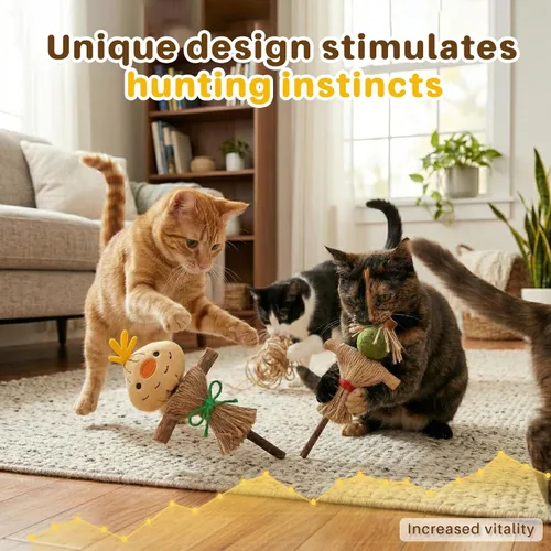 Vista 2 de Walfront Silvervine Cat Toy Natural Cat Chew Toy Dental Matatabi Stick Kitten Toy for Teeth Cleaning Boredom Relief Stress Reduction Durable