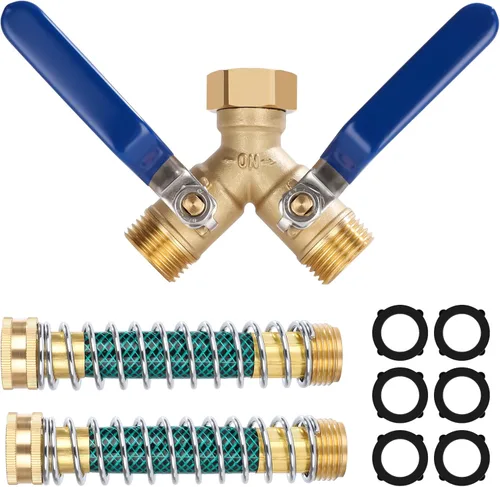 Vista 11 de Dalmbox Divisor de manguera de jardín de 4 vías, divisor de manguera de agua, divisor de manguera de jardín de latón resistente de 3/4 pulgadas