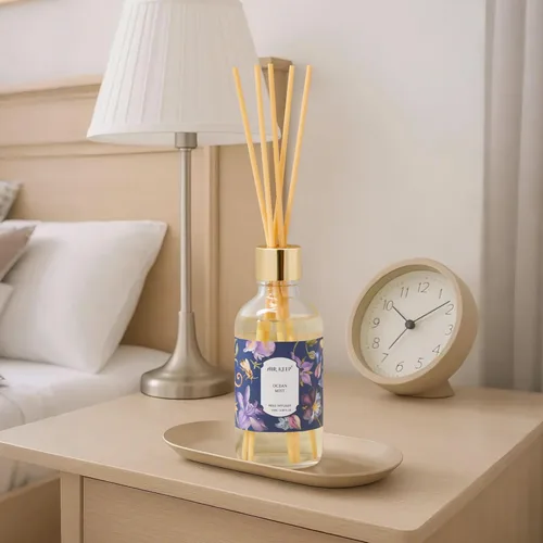 Vista 6 de Airkeep - Juego de aceite difusor de junco con varillas de junco, difusor de aromaterapia de esencia de niebla oceánica para decoración de perfume