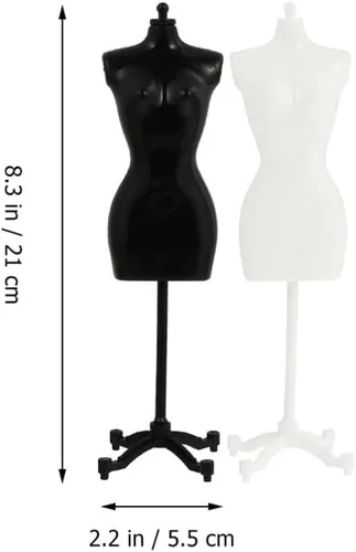 Vista 2 de STOBOK Maniquí de forma de vestido, 8 piezas, formas de vestido de muñeca, pequeños maniquíes, modelos, muñecas, soporte de exhibición de ropa