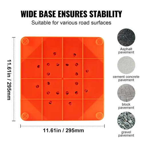 Vista 4 de VEVOR Conos de seguridad, paquete de 4 conos de tráfico plegables de 28 pulgadas, conos de construcción con collares reflectantes, base ancha y una