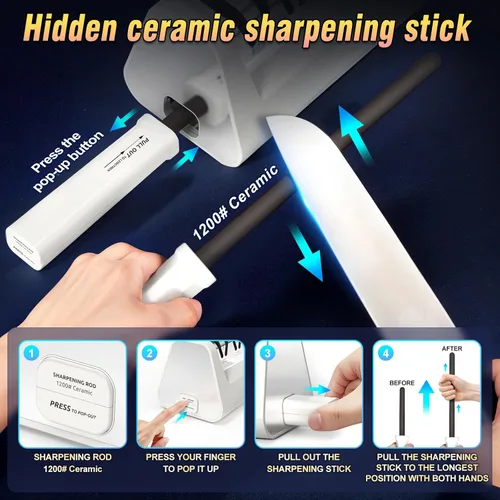 Vista 5 de Afiladores de cuchillos eléctricos profesionales con abrasivos de diamante y guías de ángulo de precisión, ranuras multifuncionales de 4 etapas