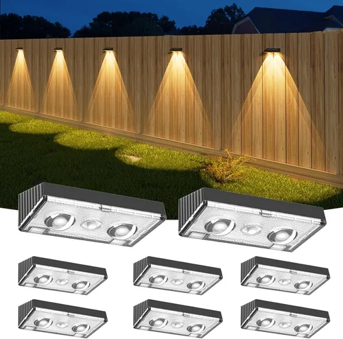 Vista 10 de NIORSUN - Luces solares para valla, paquete de 8 luces solares para terraza, color blanco cálido, bombilla impermeable para exteriores LED IP65