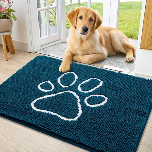 Vista 235 de Smiry Tapete para puerta de perro para patas fangosas, absorbente que atrapa la suciedad, antideslizante, de secado rápido, lavable, tapete