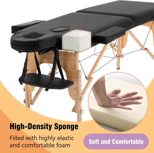 Vista 2 de BestMassage Cama de masaje portátil de 23 pulgadas de ancho, altura ajustable, 2 plegables con bolsa no tejida para spa, masaje de pies, cuidado