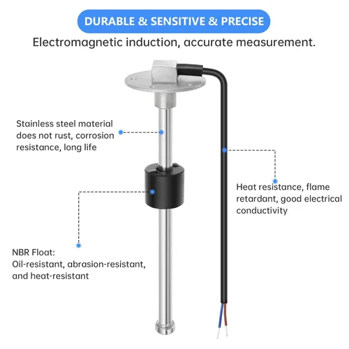 Vista 2 de Kit de Unidad de Envío de Combustible y Medidor 240-33ohm 12.7 cm Conjunto de Envío de Nivel de Combustible de Agua para Barco Marino (Negro)
