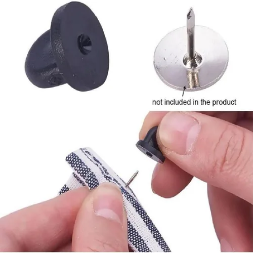 Vista 3 de 50 piezas de pines de goma de PVC, parte trasera de seguridad para broche de corbata, sombrero, insignia, parte trasera de pasador de solapa de goma
