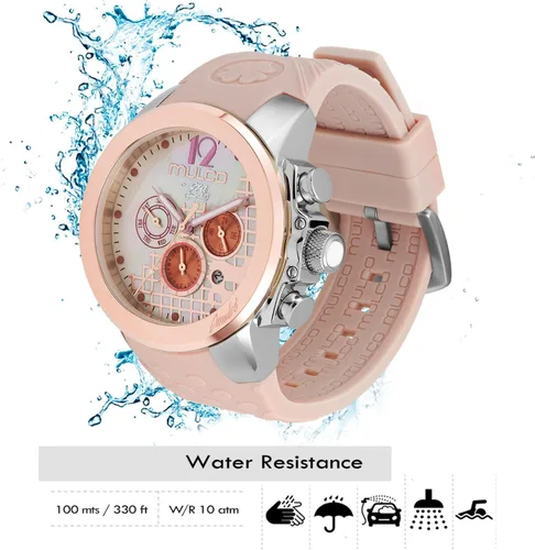 Vista 2 de MULCO Watches for Women -Era 50, Silver Stainless Steel Case with Wrist Silicone Band, Quartz Multifunctional Movement, Large Face Analog Display