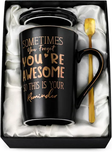 Regalos de agradecimiento de aniversario y cumpleaños para hombres, a veces olvidas que eres increíble - Taza inspiradora única de cerámica negra de