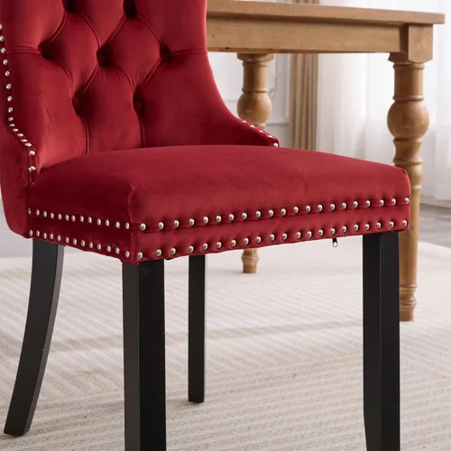 Vista 52 de Juego de 2 sillas de comedor modernas para sala de estar, cocina, patas de madera maciza, cojín acolchado de tela de lino, asiento y respaldo