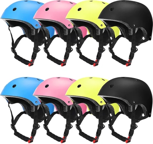 Kingdder 8 Pcs Kids Bike Helmets Bulk CPSC Certified Toddler Skateboard Adjustable Kids Bike Helmet Ages 5-8 Years Old Boys Girls for Skateboard