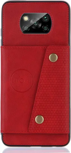 Vista 9 de Funda con tarjetero para Xiaomi Poco X3/X3 NFC/X3 Pro, parte trasera con piel sintética plegable doble hebilla multifunción bolsa para tarjetas Gris