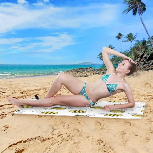 Vista 5 de Blueangle Flying Bumble Bees Toalla de playa – Toallas de viaje ligeras y compactas de gran tamaño – Toalla súper absorbente de secado rápido