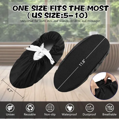 Vista 4 de SATINIOR 12 pares de fundas reutilizables para zapatos, antideslizantes, impermeables, elásticas, cómodas, a prueba de polvo, lavables a máquina