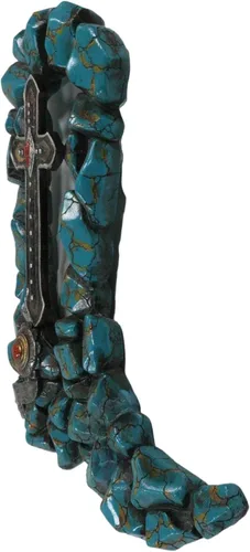 Vista 6 de Ebros Gift Botas vaqueras rústicas con piedras preciosas de turquesa agrietada del suroeste con espolón y cruz vintage para colgar en la pared