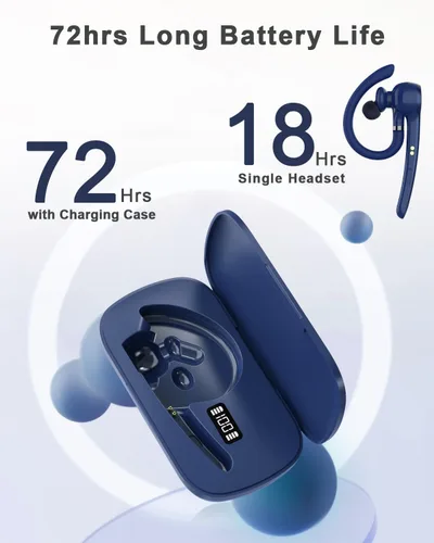 Vista 2 de HEIBAS Auriculares Bluetooth, auricular inalámbrico con micrófono para el Azul oscuro