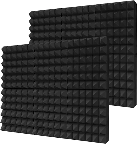 Vista 10 de TroyStudio Paneles de espuma acústica gruesa, 30 x 30 x 5 cm, 12 piezas de espuma absorbente de sonido en forma de pirámide, acolchado insonorizante