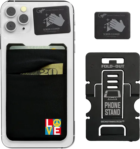 Vista 34 de Doble bolsillo - Soporte adhesivo para tarjetas - Bolsa para teléfono celular - Bolsillo de licra - Lleva tarjetas de crédito y dinero en efectivo