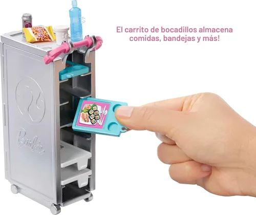 Vista 4 de Barbie Juego de Dreamplane con más de 15 accesorios, incluyendo cachorro, carrito de aperitivos, asientos reclinables y más (exclusivo de Amazon)