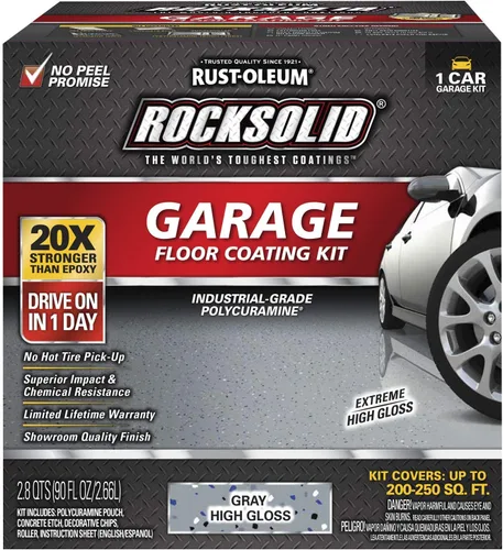 Vista 20 de Rust-Oleum 317286 RockSolid - Revestimiento de suelo de policuramina para garaje, kit para 1 automóvil, gris oscuro brillante