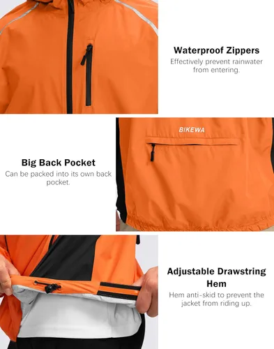 Vista 5 de Chaqueta impermeable para hombre, para ciclismo, correr, ligera, plegable, cortavientos, con capucha, equipo de golf, senderismo, impermeable