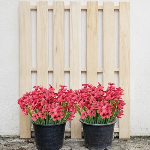 Vista 5 de 6 paquetes de flores artificiales de orquídea, vegetación artificial falsa, resistente a los rayos UV, no se decolora, flores de plástico sintético