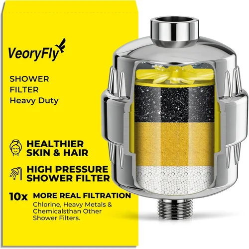 Filtro de ducha resistente, 1 paquete – 99% elimina cloro, fluoruro, metales pesados e impurezas del agua dura, piel más saludable y cabello más