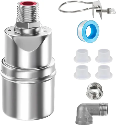 Vista 7 de Paquete de 2 válvulas de flotador de acero inoxidable 304 con control automático de nivel de agua, no necesita electricidad para tanques de agua