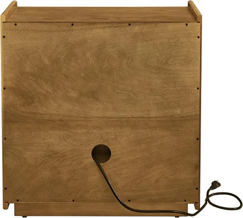 Vista 9 de Mesita de noche de ratán con 2 cajones con asas de metal para sala de estar, dormitorio, lugar pequeño, verde