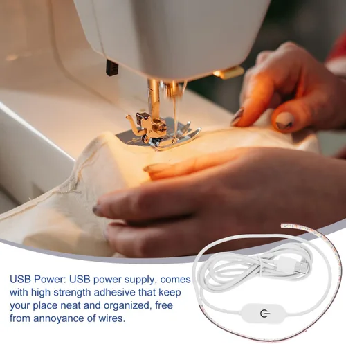 Vista 8 de Tira de luz LED autoadhesiva blanca fría para máquina de coser, 6.6 ft, 5 V, USB 6500 K
