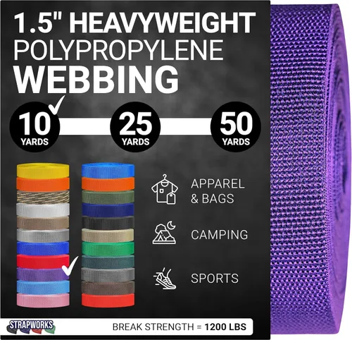 Vista 61 de Strapworks Heavyweight Polypropylene Webbing - Heavy Duty Poly Strapping for Outdoor DIY Gear Repair, 1.5 Inches