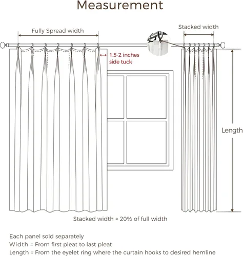 Vista 9 de TWOPAGES Cortina opaca plisada de lino para dormitorio, sala de estar, teatro, puerta de patio (1 panel), 26 pulgadas de ancho x 84 pulgadas