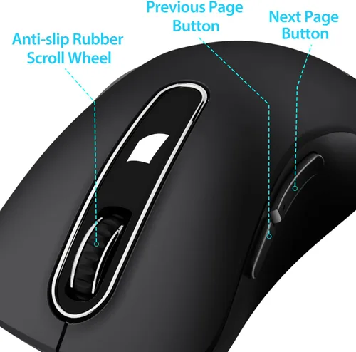 Vista 4 de memzuoix Ratón inalámbrico de 2.4G, mouse de computadora de 1400 DPI con receptor USB, ratones USB inalámbricos portátiles a batería para laptop