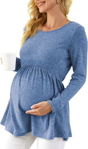 Vista 2 de Xpenyo Womens Maternity Tunics Long Sleeve Tops Fall Winter Shirts for Leggings Casual Pregnancy Clothes