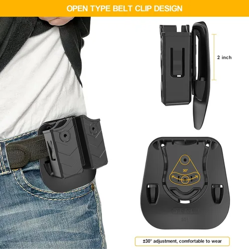 Vista 5 de Bolsa doble para cargador Glock Beretta Sig Sauer Taurus Browning S&W H&K La mayoría de las pistolas, soporte universal apilable de 0.354 in/40