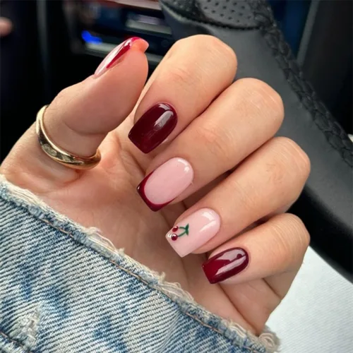 Vista 10 de YEFIUO - Juego de 24 uñas postizas a presión con diseño de flores, cuadradas, cortas, acrílicas, lechosas, para verano, otoño, uñas postizas a