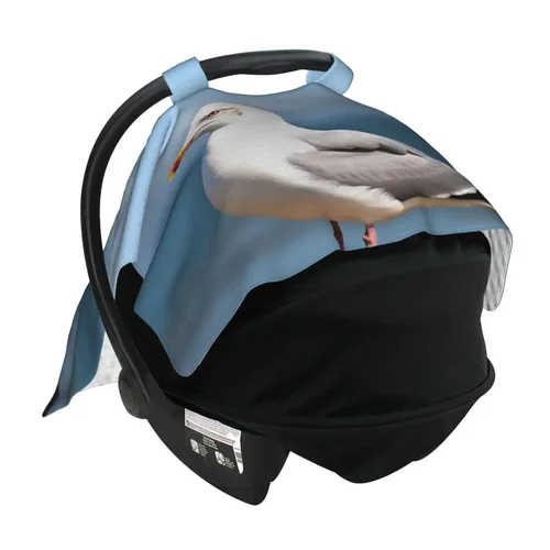 Vista 4 de Baby Car Seat Canopy Cover for Mom, Soft Breathable Nursing Breastfeeding Covers Multi Use Stroller Sun Shade Newborn Shower Gift，Cute Seagull