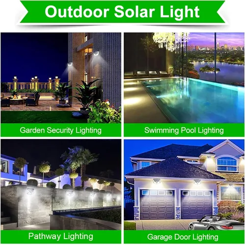Vista 7 de Solar Lights Outdoor Super Bright 180 LEDs, Solar Motion Sensor Security Lights, 3 Lighting Modes IP65 Waterproof Solar Powered Wireless Wall