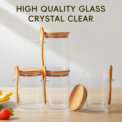 Vista 5 de MHDCLY Recipientes para Avena Nocturna con Tapas, 16oz Tarros para Avena Nocturna Paquete de 4, Tazas de Avena, Recipientes para Preparación