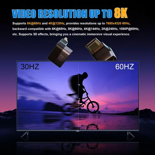 Vista 4 de PANPEO Adaptador HDMI de Ángulo Recto 8K@60Hz, Adaptador HDMI de 90 Grados y 270 Grados (Paquete de 2)