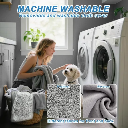 Vista 5 de Almohadilla térmica para gatos de 17 x 13 pulgadas con interruptor de termostato inteligente y tubo de protección de línea de alimentación