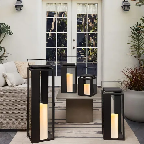 Vista 3 de 5plots Velas individuales sin llama impermeables para exteriores, de 4 x 8 pulgadas, velas LED parpadeantes que funcionan con pilas con control