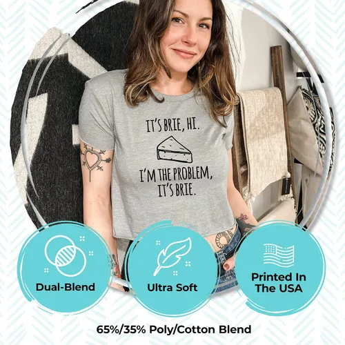 Vista 2 de I Walk The Lime, Cute Women's Screen Printed Crop Tee, Shirts With Sayings, Heather Gray or Gold (S, Heather Gray)