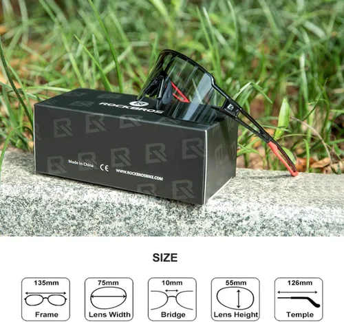 Vista 7 de ROCKBROS Gafas de sol polarizadas con gafas de sol deportivas fotocromáticas