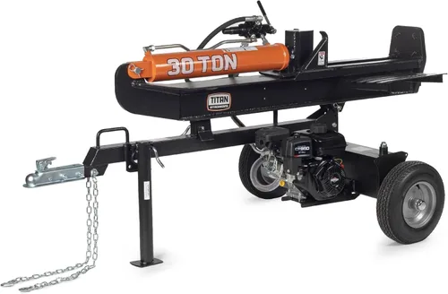 Titan Attachments Divisor hidráulico de troncos horizontal/vertical remolcable industrial de 30 toneladas, registros de cuarto de hasta 24 pulgadas,