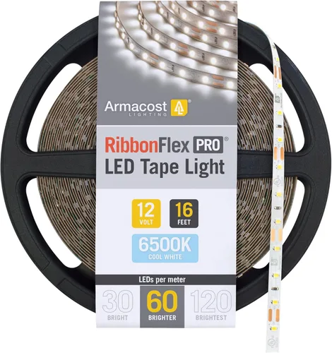 Vista 19 de Armacost Lighting RibbonFlex Pro 133230 - Tira de luces LED blancas de 12 V, 120 LED/m, 2700K, 16.4 pies