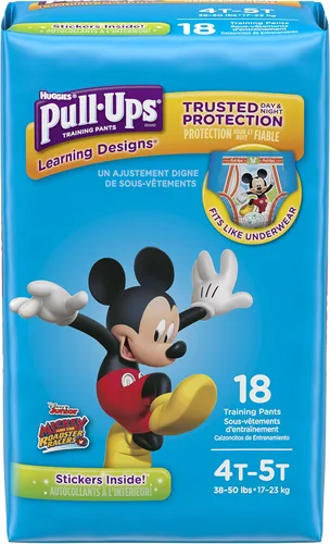 Pull-Ups Learning Designs - Pantalones de entrenamiento para ir al baño para niños, 4T-5T (38-50 libras), 18 unidades (el embalaje puede variar)