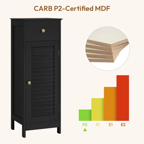 Vista 9 de Yaheetech 34.5”H Bathroom Storage Cabinet, Narrow Floor Cabinet with 1 Drawer & 1 Door,Slim Storage Organization for Bathroom,Living Black