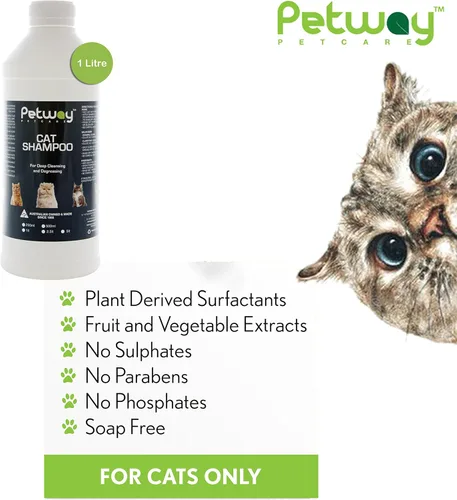 Vista 3 de Petway Petcare Cat Shampoo - Champú natural para caspa de mascotas, champú equilibrado de pH con surfactante derivado de plantas, libre de DEA